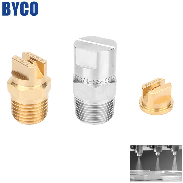 BYCO 1/4 Inch High Pressure Jet Nozzle 80 Degree Stainless Steel Flat Fan Spray Tip