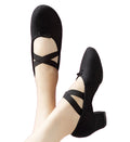 Black 1cm Heel Ballet Dance Shoes Canvas Split Sole 2.5cm Heel Ballet Slippers Women Jazz Shoes Ballroom Dancing Indoor
