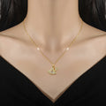 Titanium Steel Full Diamond Ginkgo Leaf Light Luxury Necklace Charm for Women Wedding Engagement Stainless Steel Jewelry