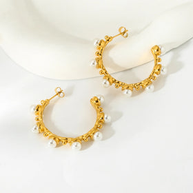 Trendy Stainless Steel Flower Design 18K Gold Plated Geometric Statement Stud Earrings Jewelry Gift
