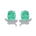 New S925 Sterling Silver Zircon Stud Earring Rhodium Plating Trendy Claw Setting Bow Design for Girls and Women