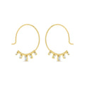 LOZRUNVE Silver 925 Jewelry Party Baguette Diamond Wire Threader Hoops Earring Large
