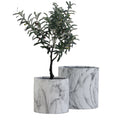 Simple Design Cylinder Shape Large Size Marble Concrete Plant Pot with Fiber Glass for Home Decor
