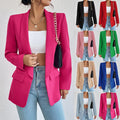 Popular Mid Eastern Autumn and Winter Temperament Commuting Solid Color Polo Collar Long Sleeve Small Suit Coat Top Blazer