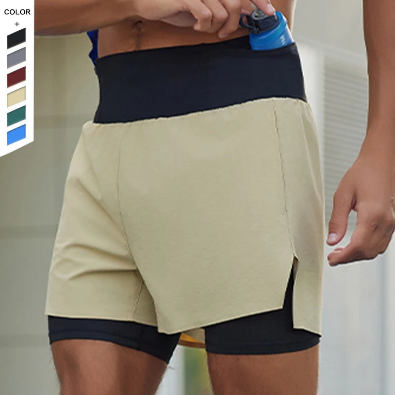2024 Summer New Trail Running Shorts Outdoor Marathon Racing Shorts Breathable Sweat 2 in 1 Anti-slip Shorts