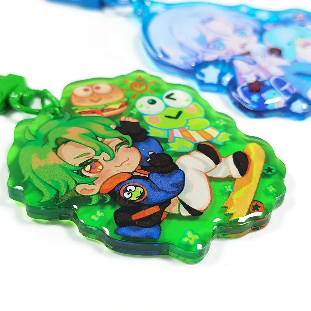 Custom Wholesale Acrylic Epoxy Gradient Keychain Colorful Charms for Anime Convention