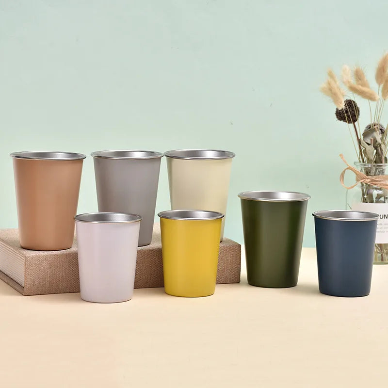 350ml Single Wall Stainless Steel 18/8 Coffee Beer Cola Mug Outdoor Camping Cup Party Use Single Wall Cup