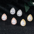 SLBRIDAL Trendy Bijoux Anti-allergic Fashion Zircon Earring Pierced Stud TearDrop CZ Earrings Women Girls Daily Earrings Bridal MegaBDM