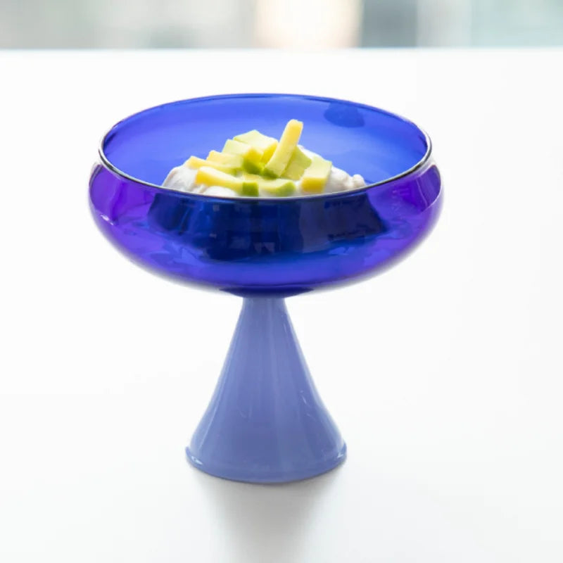 Creative Funny Design Novelty Handmade Ball Stem Icecream Sundae Color Glass Cup