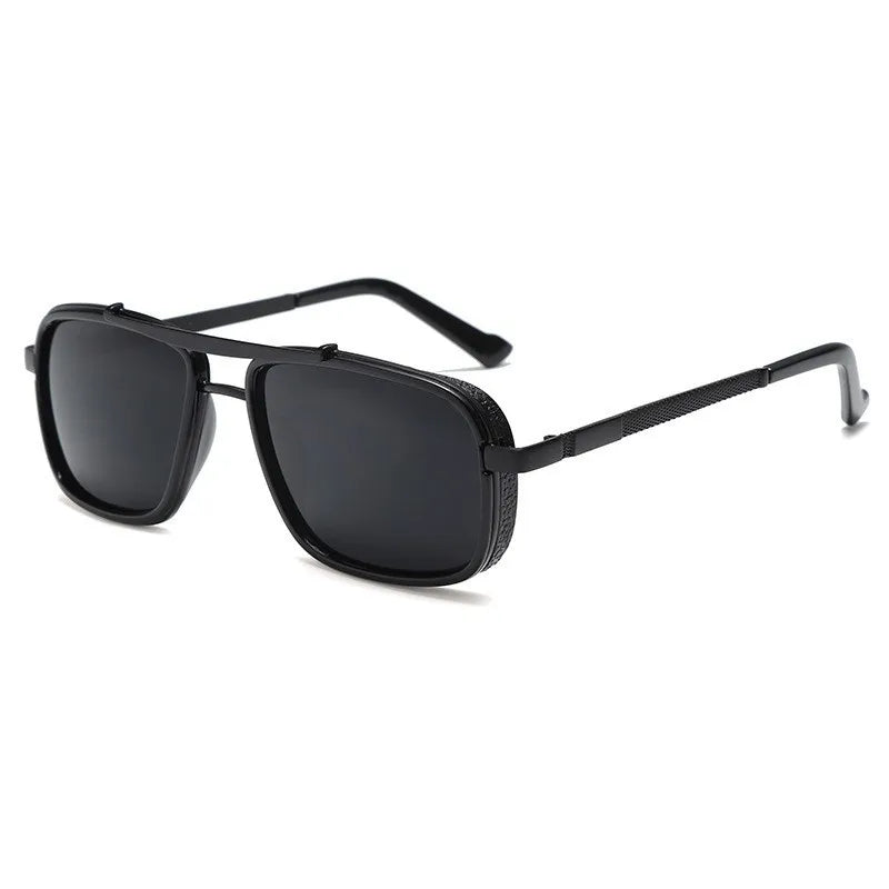 Luxury Men's Retro Metal Sunglasses Classic Black Summer Shades with UV400 Lenses Punk Style Sun Glasses for Men