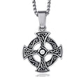 Vintage Stainless Steel Enamel Maltese Cross Pendant Necklace for Knights of the Temple