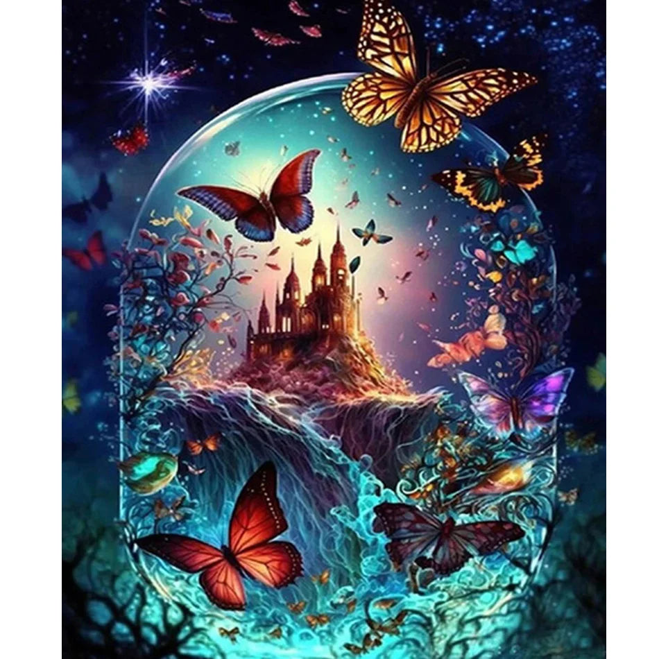 Adults' DIY Painting by Numbers Kit Handmade Butterfly & Animals for Home Decors 40x50cm/16x20inch Classic Printed Frame Gift