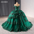 Emerald Green Beading Quinceanera Dresses Mexican Appliques Ball Gowns Lace up A-Line Puffy RSM241089-1