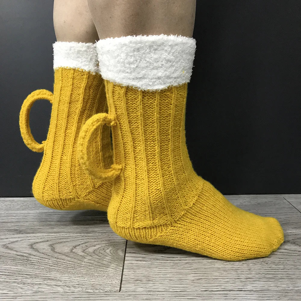 Creative Floor Christmas Beer Socks Wool Socks 3D Beer Mug Socks