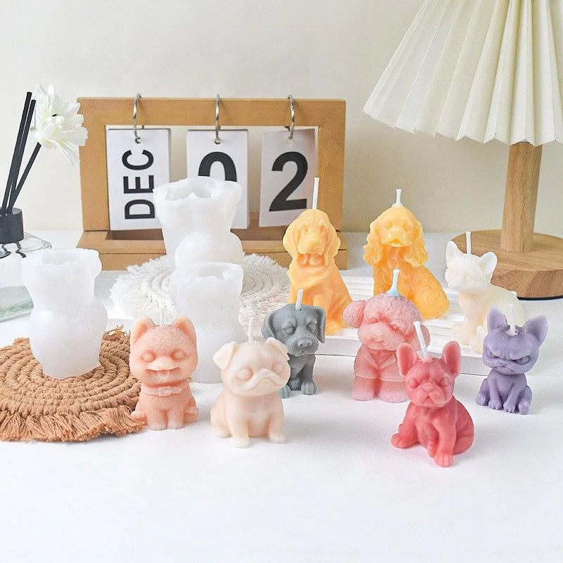 Wholesale Supply of Various Pet Puppy Silicone Molds: DIY Bull Terrier-Shaped Aromatherapy Candle Silicone Molds  Stock