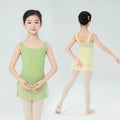 Girls Dance Skirted Leotards Children Wide Shoulder Square Neck Sleeveless Ballet Dress