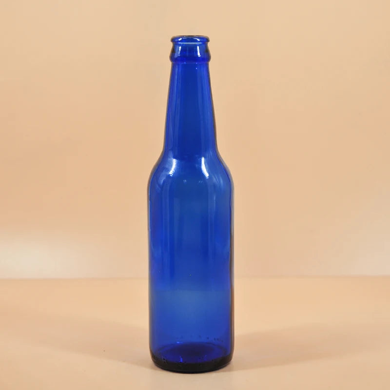 Wholesale Blue Beer Glass Bottles 330ml 500ml Beer Bottle with Crown Cap