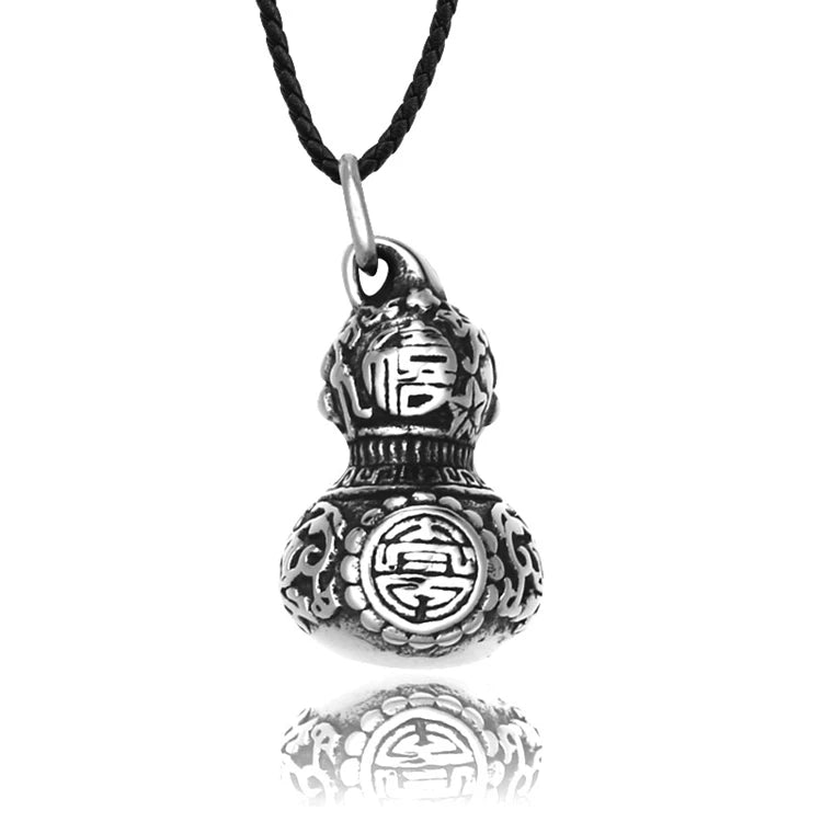 SS8-636P Steel Soldier Stainless Steel Vintage Engraving Chinese Characters Chinese Style Gourd Pendant