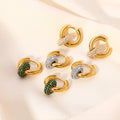 Ins Hot Selling Fashion 18k Gold Plated Stainless Steel Earrings Luxury Inlay Zircon Round Pendant Earrings for Women