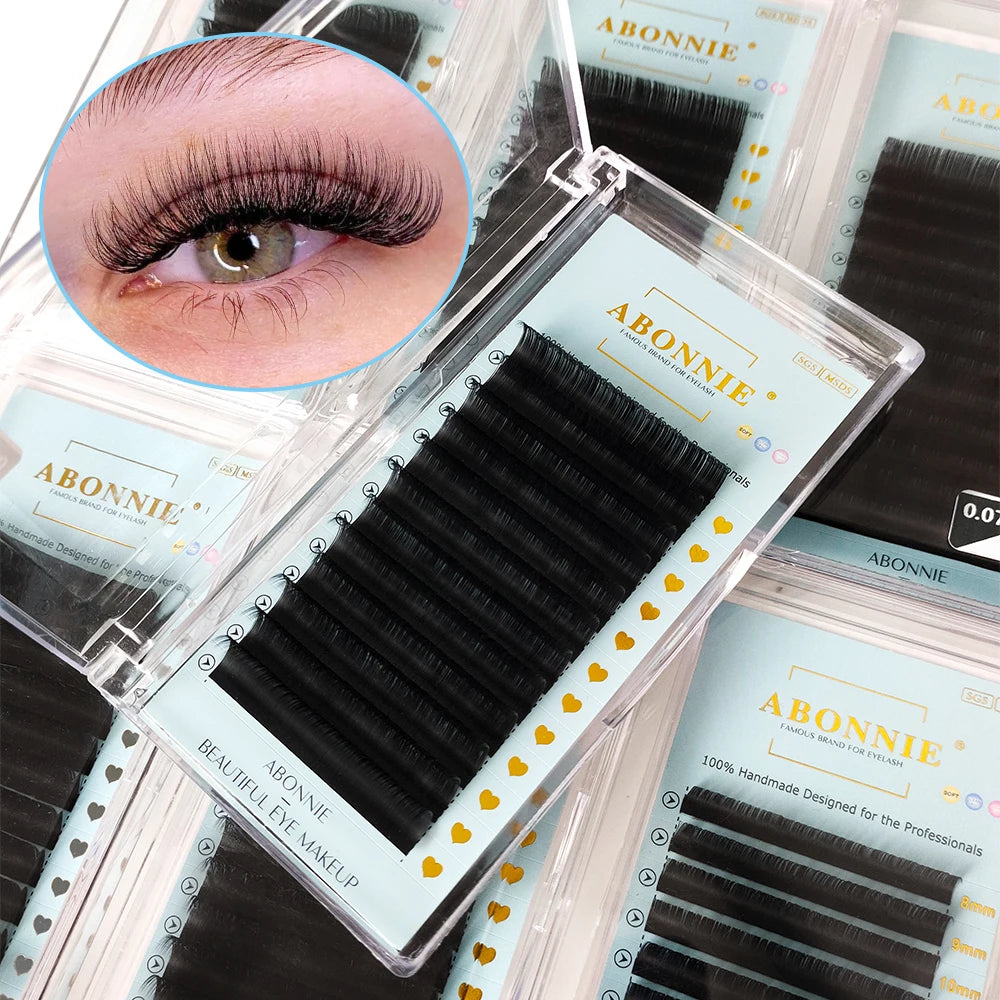 Abonnie Mink Volume Lash Trays Individual Velvet Dark Matte Lash Trays Pbt Fibres Lash Extensions Private Label