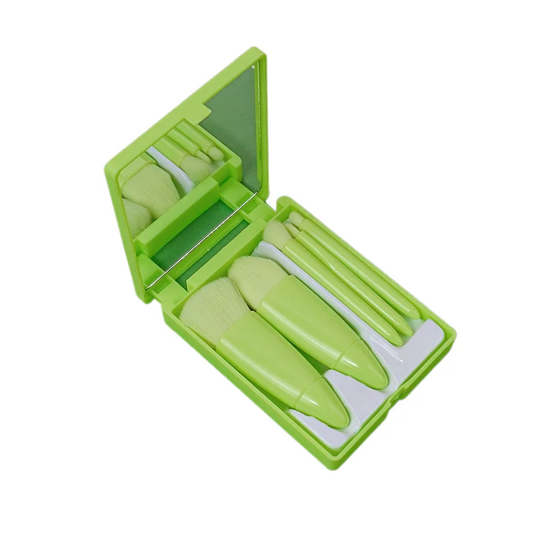 Gmagic Fashion Designs 5Pcs Mini Green Color Makeup Brushes Set Portable Soft Fur Full Set Makeup Tools Eye Shadow Brush