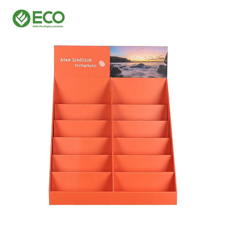 Eco Customizable Foldable Modern Lightweight Cardboard Display Rack Greeting Card Stand Floor Gift Card Rack Christmas Premium