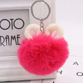 wholesale kawaii rabbit ears fur ball keychain pompoms adorable Purse bag Pendant charm cute Soft Pom pom fur Plush key chains