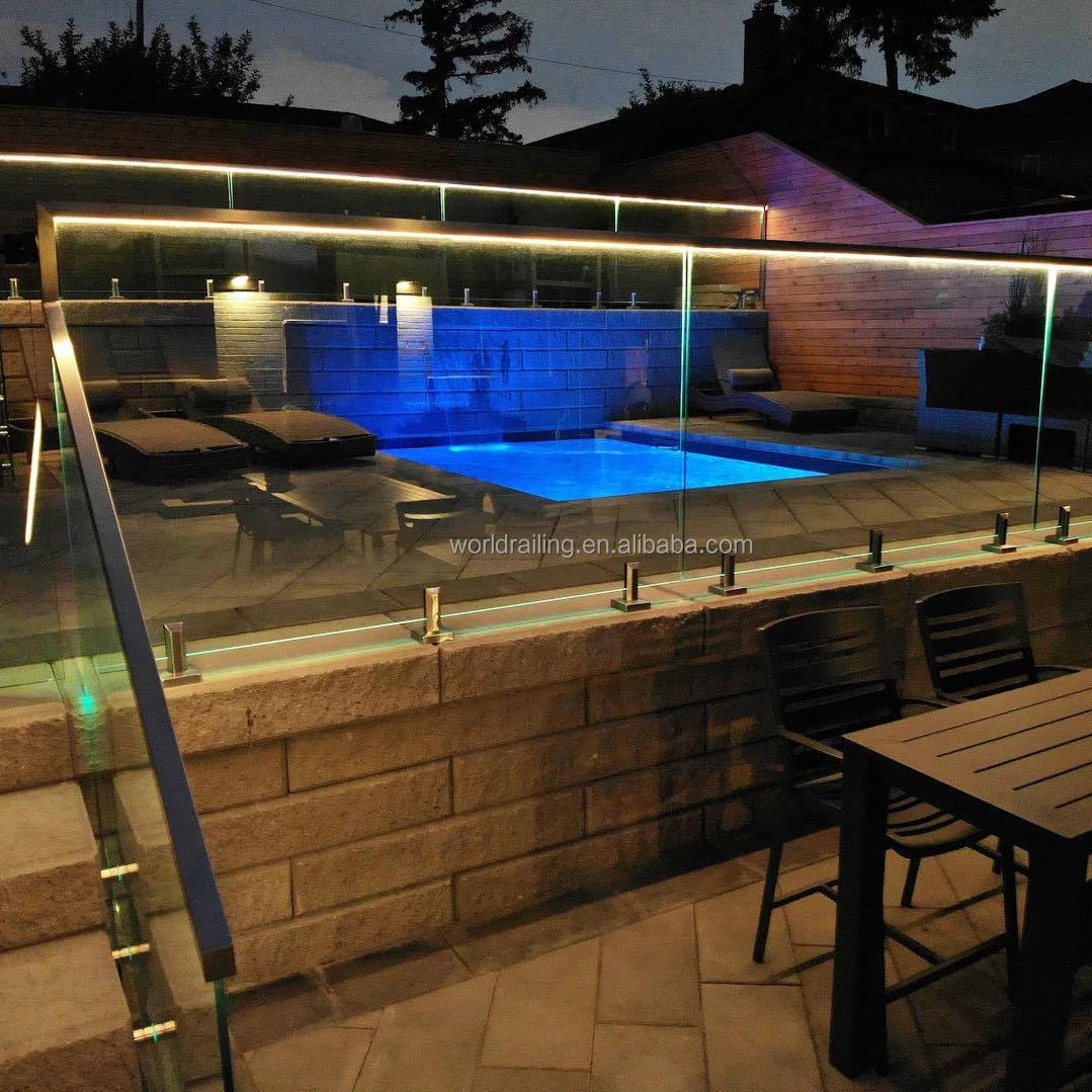 YL METAL New Design Frameless Glass Pool Fence Led Spigot 2205 Glass Balustrade