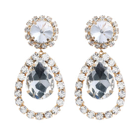 New Drop Shaped Earrings European and American Exaggerated Earrings Women's Trendy Full Diamond Wedding Jewelry