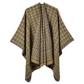 Ladies Winter Autumn Soft Acrylic Shawls Classic Black and White Houndstooth Pattern Pashmina Capes Women Ponchos With Fox Trim