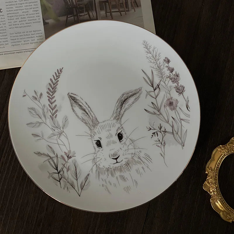 Creative Ins Style Bunny Ceramic Plate Bone China Dessert Breakfast Plate