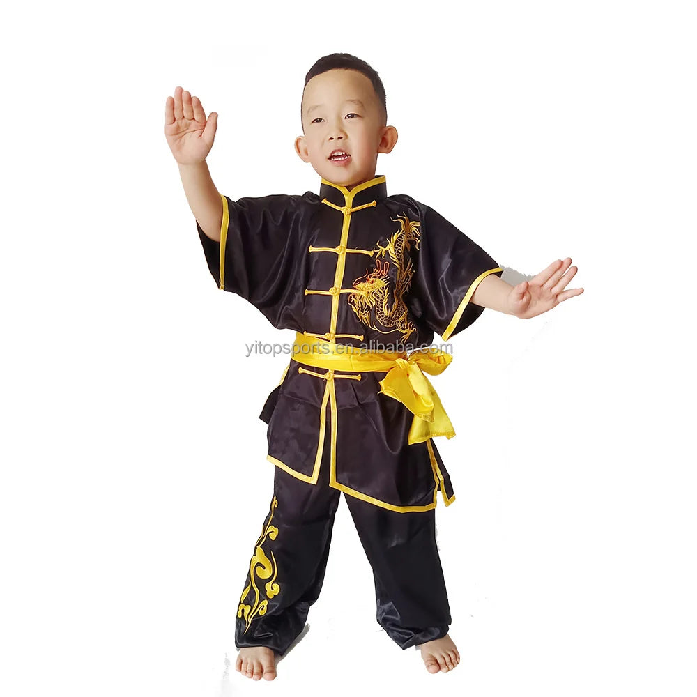 Chinese Traditional Kids Martial Arts Satin Kungfu Wushu Tai Chi Uniform