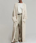 Manufacturer Custom Oversized Long Cardigan Sweater Women Belt Long Chunky Knitted Women's Cardigan Coat With Pockets