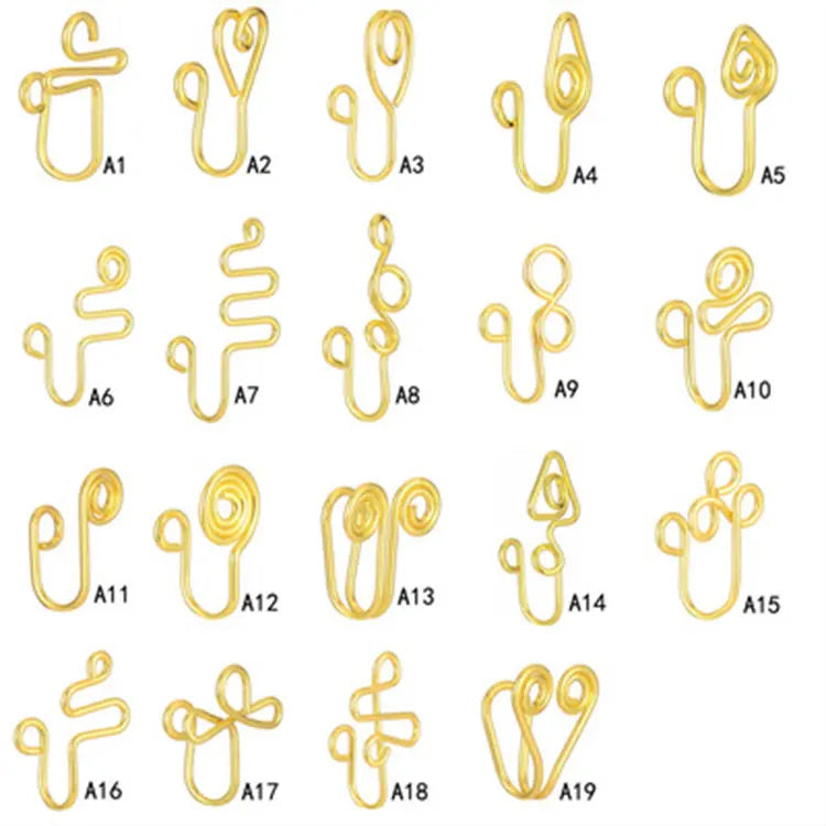 African Face Nose Ring Cuffs Geometric Heart Nose Cuffs Non Piercing 18K Gold Plated Heart Clip on Nose Rings Bulk for Women