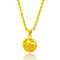 Gold Plated Hollow Hydrangea Water Drop Single Pendant Placer Gold Double Water Wave Necklace Jewelry Factory Direct Supply