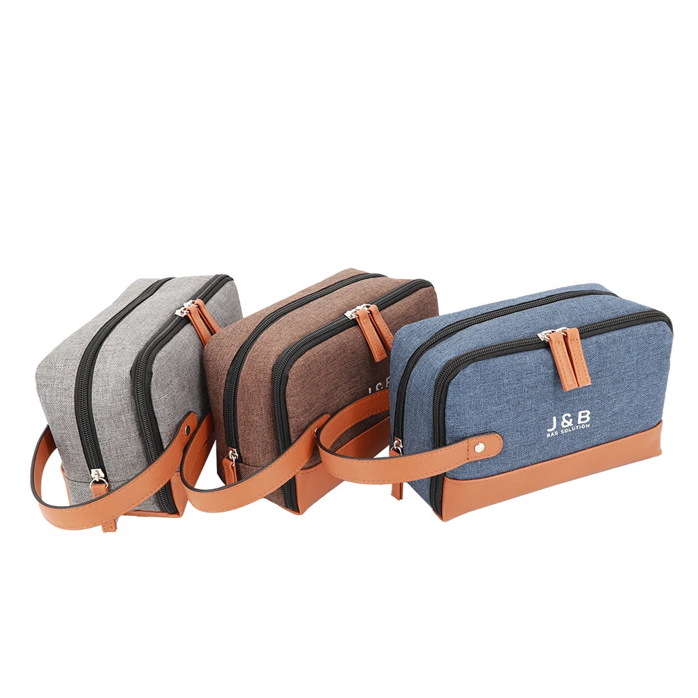 Waterproof 600D Double Zipper Compartments Cosmetic Organizer Bags Toiletry Wash Bag Bolsa De Maquillaje Toiletries Zipper Bag