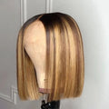 Wholesale Peruvian Brazilian Highlight 100% Human Hair 13X1 13X4 Transparent Swiss Lace Front bob Wigs for Black Women