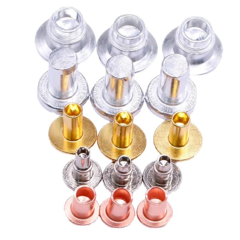 China Custom Metal M2-M8 Aluminium Rivets Semi Tubular Solid Step Flat Countersunk Head Fastening for Leather Belt Industry