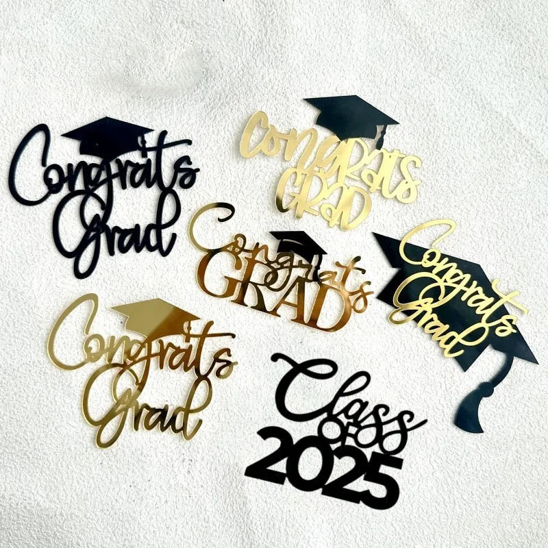Wholesale Cheap Graduation Party Baking Cake Decoration Acrylic Gold Black Doctoral Hat Graduation Season Cake Topper