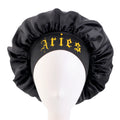New Regular Size 30CM Wide Band Printing 12 Zodiac Signs Sleep Cap Large Satin Bonnets Silky Hair Sleep Cap for Ladies