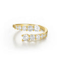 925 Sterling Sliver Modern Blue Enamel Zircon Stone 18K Gold Plated Cross Layer Adjustable Ring for Women Jewelry Gift