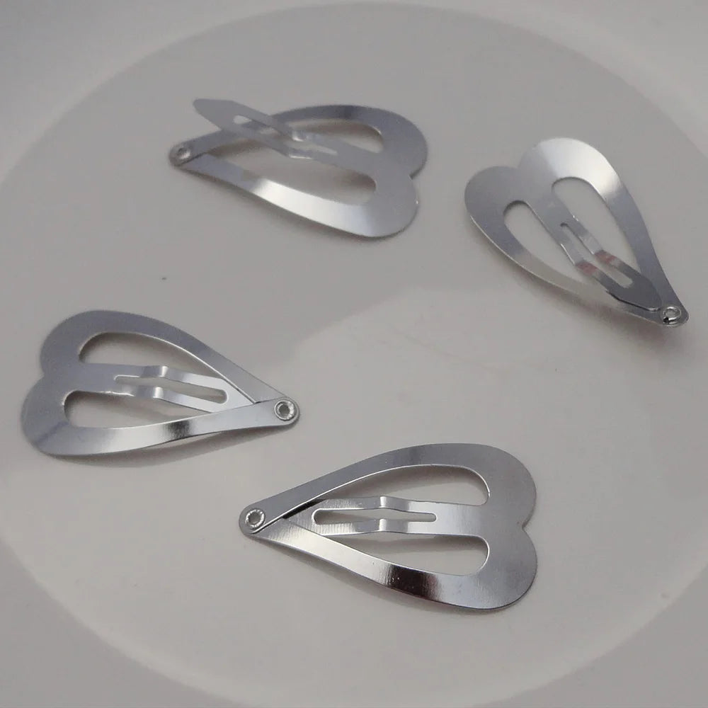 3cm 3.6cm Filigree Heart Metal Snap Hair Clips For Girls Plain Hairpins for DIY Kids Boutique Hair Accessories