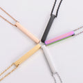 Engravable Blank Jewelry Vertical bar Pendant Necklace Stainless Steel Chain