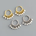 Fine Jewelry 925 Sterling Silver Hoop Earrings for Women Luxury 18k Gold Plated Charms Pearl Earrings Set Jewelry Gift