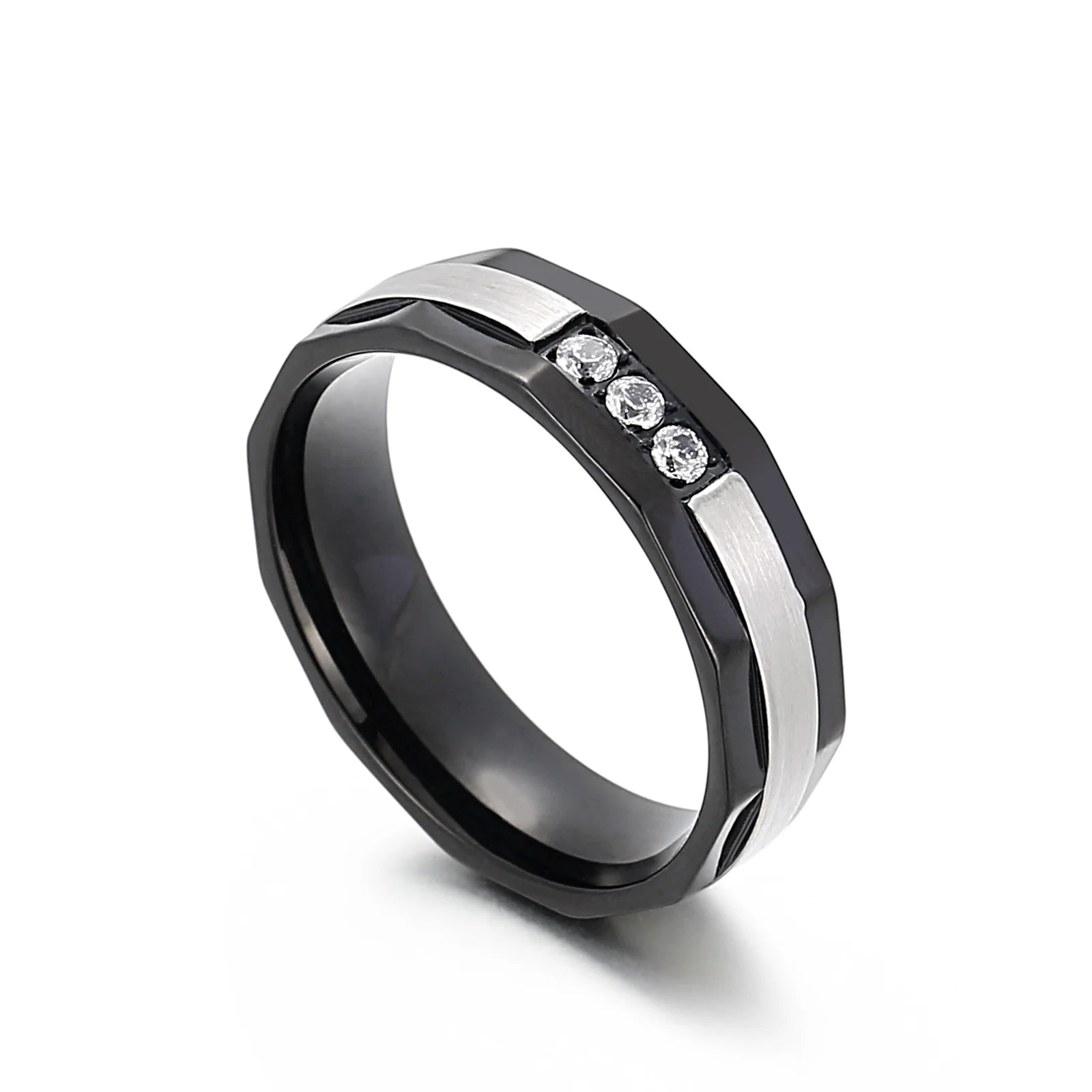 KALEN Trendy Unisex Stainless Steel Rhinestones Jewelry Ring