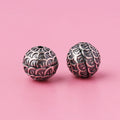 Vintage S925 Sterling Antique Silver Reverse Scale Round Bead for Men's Bracelet Accessories