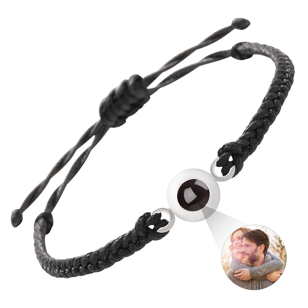 TRENDY Hand Woven Rope Bracelet Geometric Projection Photo Round Ball Bracelet for Jewelry Gift Making