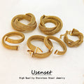 Stylish Hollow Mesh Series Stainless Steel Bangle Unisex Multi-Layer 18k Gold Plated Jewelry Set China Wholesale