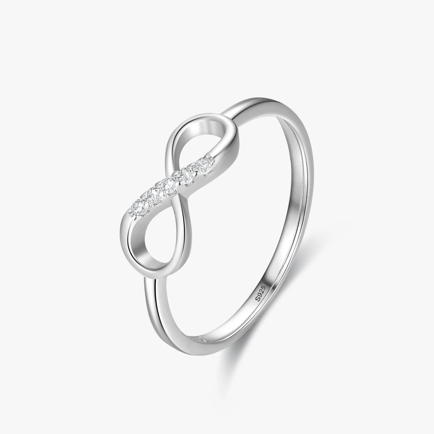 Ailmay 100% 925 Sterling Silver Fashion Infinity Love Fine Cubic Zirconia Ring for Women Romantic Wedding Jewelry