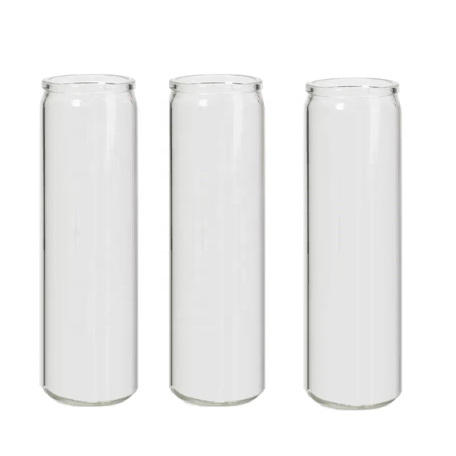 Empty Customize Wholesale 16oz 20cm Religious Votive 7 Day Heat Resistant Christmas Candle Glass Jar (glass Only)